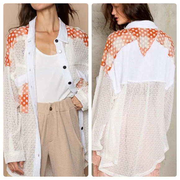 LAST ONE $40 start 121 💜💜POL oversized lace shacket - Picture 2 of 7